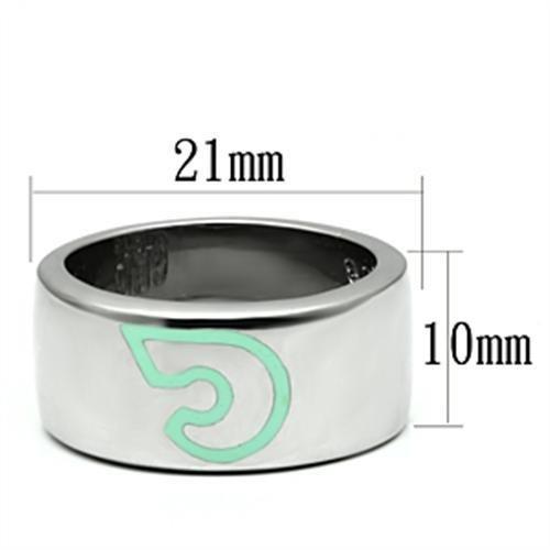 TK689 - High polished (no plating) Stainless Steel Ring with Epoxy in Multi Color