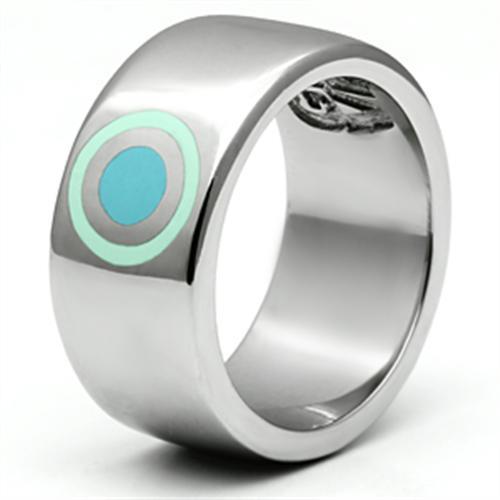 TK689 - High polished (no plating) Stainless Steel Ring with Epoxy in Multi Color