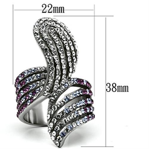 TK691 - High polished (no plating) Stainless Steel Ring with Top Grade Crystal in Multi Color