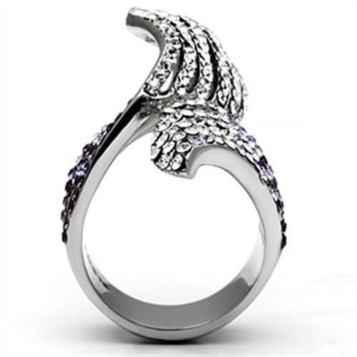 TK691 - High polished (no plating) Stainless Steel Ring with Top Grade Crystal in Multi Color