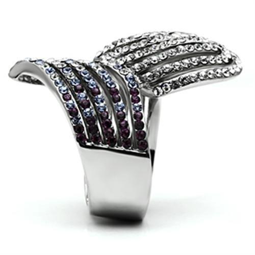 TK691 - High polished (no plating) Stainless Steel Ring with Top Grade Crystal in Multi Color