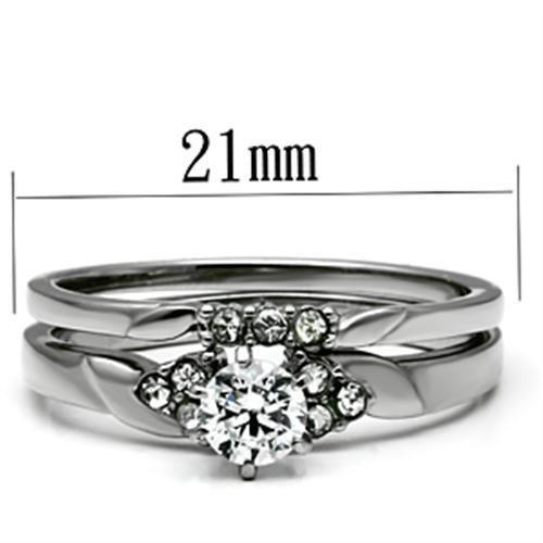 TK694 - High polished (no plating) Stainless Steel Ring with AAA Grade CZ in Clear