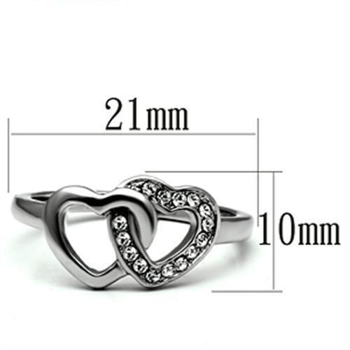 TK695 - High polished (no plating) Stainless Steel Ring with Top Grade Crystal in Clear