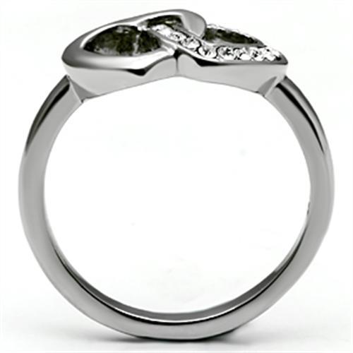 TK695 - High polished (no plating) Stainless Steel Ring with Top Grade Crystal in Clear