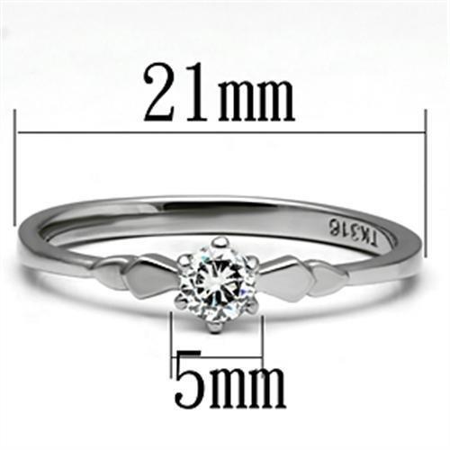 TK697 - High polished (no plating) Stainless Steel Ring with AAA Grade CZ in Clear