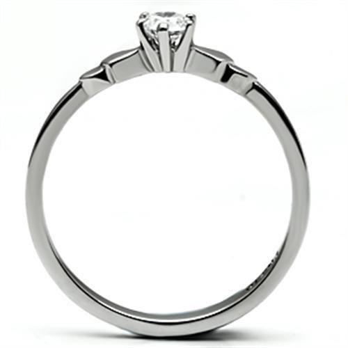 TK697 - High polished (no plating) Stainless Steel Ring with AAA Grade CZ in Clear