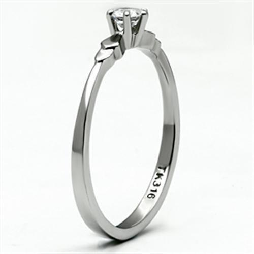 TK697 - High polished (no plating) Stainless Steel Ring with AAA Grade CZ in Clear