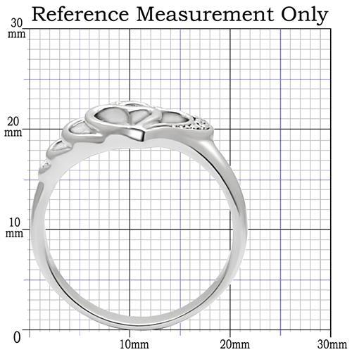 TK6X179 - High polished (no plating) Stainless Steel Ring with AAA Grade CZ in Clear