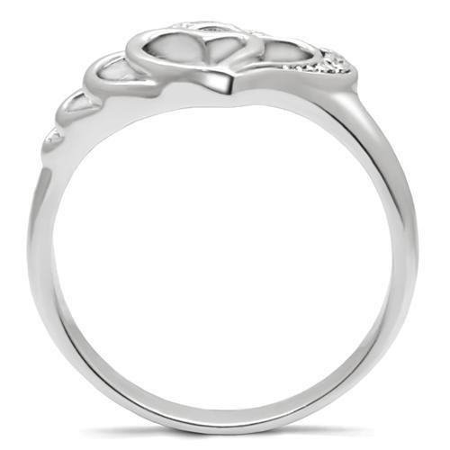 TK6X179 - High polished (no plating) Stainless Steel Ring with AAA Grade CZ in Clear