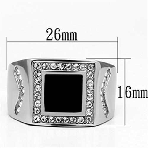 TK702 - High polished (no plating) Stainless Steel Ring with Top Grade Crystal in Clear