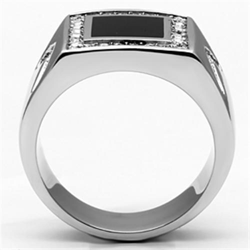 TK702 - High polished (no plating) Stainless Steel Ring with Top Grade Crystal in Clear