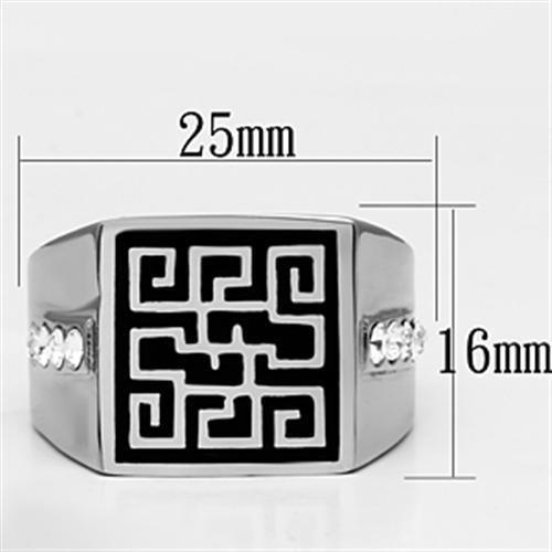 TK703 - High polished (no plating) Stainless Steel Ring with Top Grade Crystal in Clear