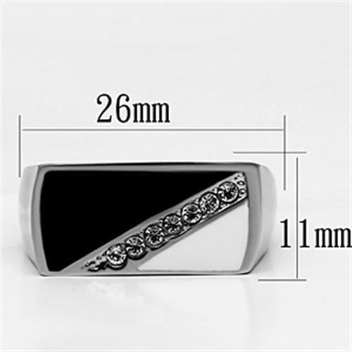 TK704 - High polished (no plating) Stainless Steel Ring with Top Grade Crystal in Clear