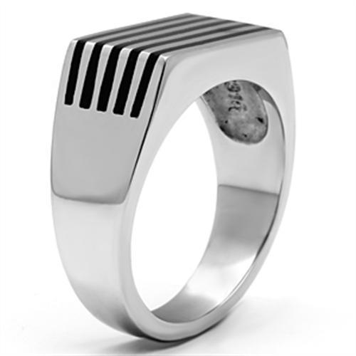 TK705 - High polished (no plating) Stainless Steel Ring with Epoxy in Jet