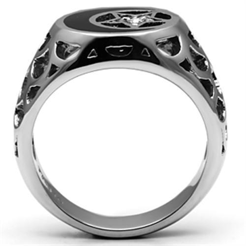 TK706 - High polished (no plating) Stainless Steel Ring with Top Grade Crystal in Clear