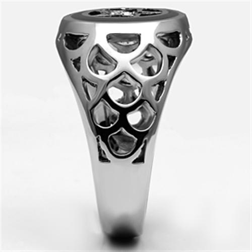 TK706 - High polished (no plating) Stainless Steel Ring with Top Grade Crystal in Clear