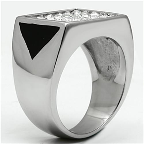 TK707 - High polished (no plating) Stainless Steel Ring with Top Grade Crystal in Clear