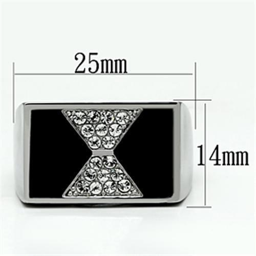 TK708 - High polished (no plating) Stainless Steel Ring with Top Grade Crystal in Clear