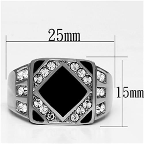 TK710 - High polished (no plating) Stainless Steel Ring with Top Grade Crystal in Clear