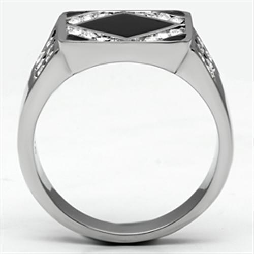 TK710 - High polished (no plating) Stainless Steel Ring with Top Grade Crystal in Clear