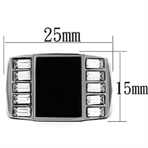TK712 - High polished (no plating) Stainless Steel Ring with Top Grade Crystal in Clear