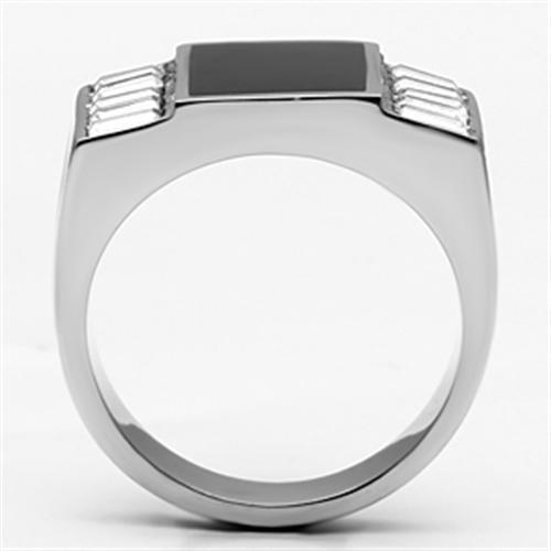 TK712 - High polished (no plating) Stainless Steel Ring with Top Grade Crystal in Clear