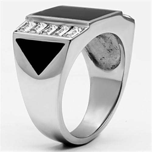 TK712 - High polished (no plating) Stainless Steel Ring with Top Grade Crystal in Clear
