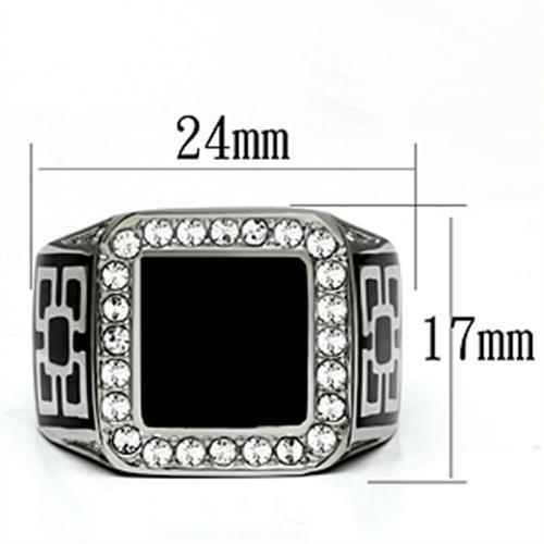 TK713 - High polished (no plating) Stainless Steel Ring with Top Grade Crystal in Clear