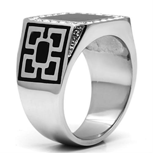 TK713 - High polished (no plating) Stainless Steel Ring with Top Grade Crystal in Clear