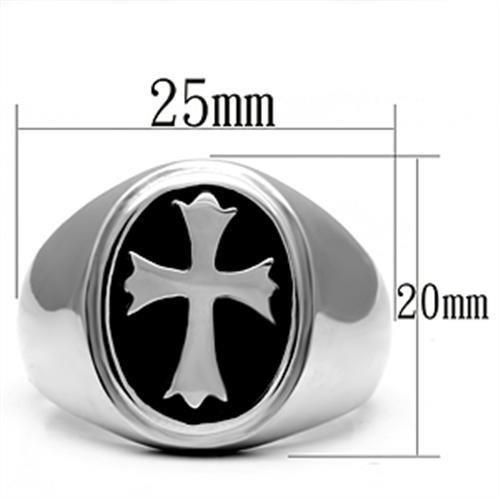 TK714 - High polished (no plating) Stainless Steel Ring with Epoxy in Jet
