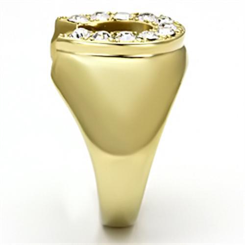 TK717 - IP Gold(Ion Plating) Stainless Steel Ring with Top Grade Crystal in Clear