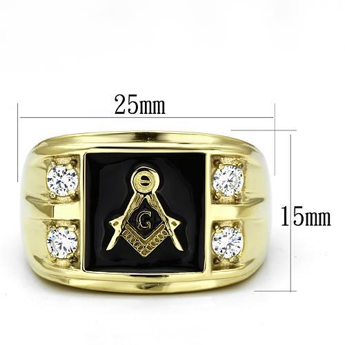 TK719 - IP Gold(Ion Plating) Stainless Steel Ring with AAA Grade CZ in Clear