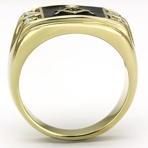 TK719 - IP Gold(Ion Plating) Stainless Steel Ring with AAA Grade CZ in Clear