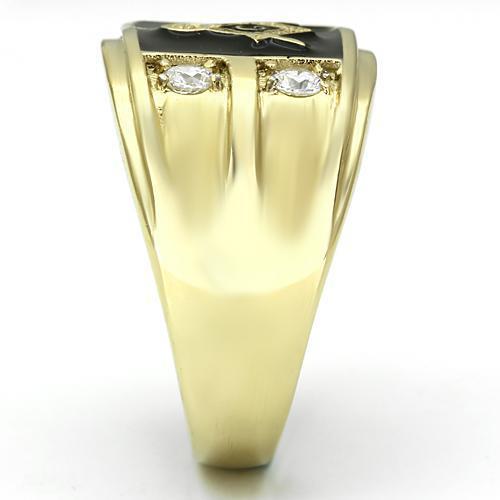 TK719 - IP Gold(Ion Plating) Stainless Steel Ring with AAA Grade CZ in Clear