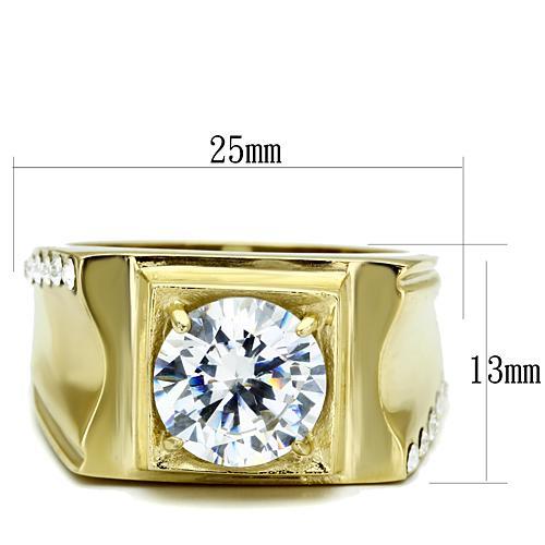 TK721 - IP Gold(Ion Plating) Stainless Steel Ring with AAA Grade CZ in Clear