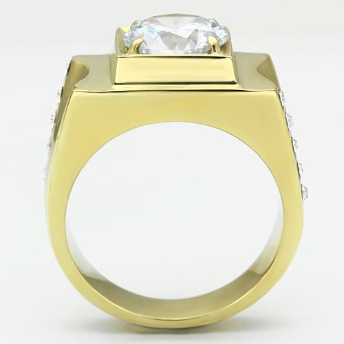 TK721 - IP Gold(Ion Plating) Stainless Steel Ring with AAA Grade CZ in Clear