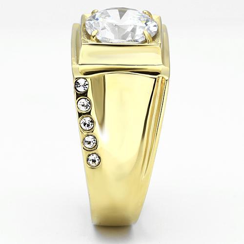 TK721 - IP Gold(Ion Plating) Stainless Steel Ring with AAA Grade CZ in Clear