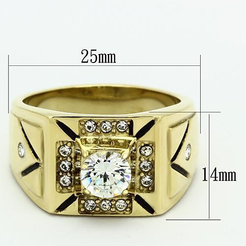 TK723 - IP Gold(Ion Plating) Stainless Steel Ring with AAA Grade CZ in Clear