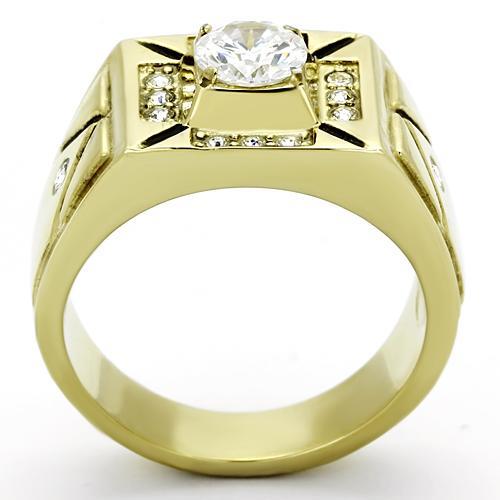 TK723 - IP Gold(Ion Plating) Stainless Steel Ring with AAA Grade CZ in Clear