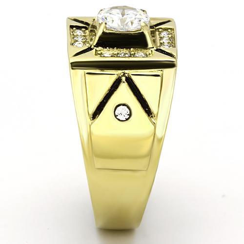 TK723 - IP Gold(Ion Plating) Stainless Steel Ring with AAA Grade CZ in Clear
