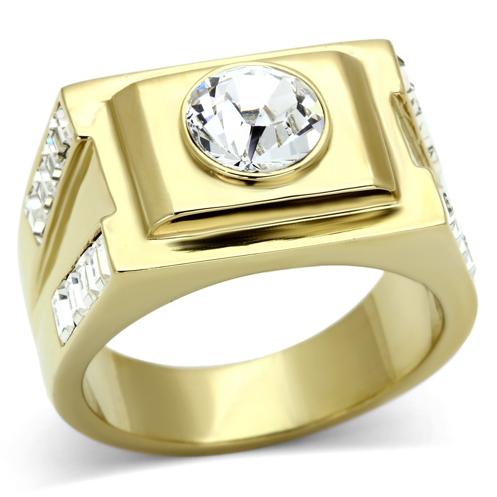 TK725 - IP Gold(Ion Plating) Stainless Steel Ring with Top Grade Crystal in Clear