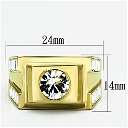 TK725 - IP Gold(Ion Plating) Stainless Steel Ring with Top Grade Crystal in Clear