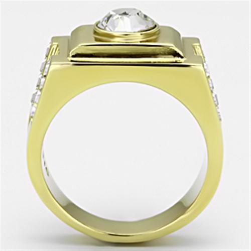 TK725 - IP Gold(Ion Plating) Stainless Steel Ring with Top Grade Crystal in Clear