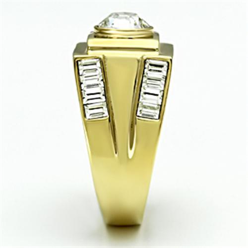 TK725 - IP Gold(Ion Plating) Stainless Steel Ring with Top Grade Crystal in Clear