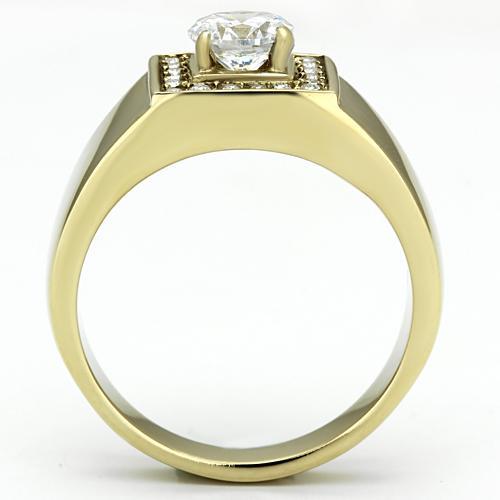 TK728 - IP Gold(Ion Plating) Stainless Steel Ring with AAA Grade CZ in Clear