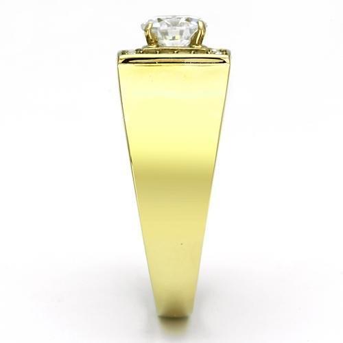 TK728 - IP Gold(Ion Plating) Stainless Steel Ring with AAA Grade CZ in Clear