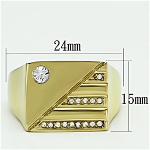 TK731 - IP Gold(Ion Plating) Stainless Steel Ring with Top Grade Crystal in Clear