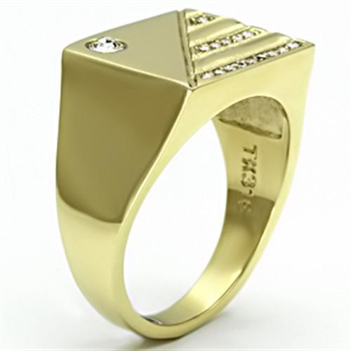 TK731 - IP Gold(Ion Plating) Stainless Steel Ring with Top Grade Crystal in Clear
