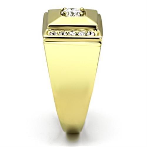TK732 - IP Gold(Ion Plating) Stainless Steel Ring with AAA Grade CZ in Clear