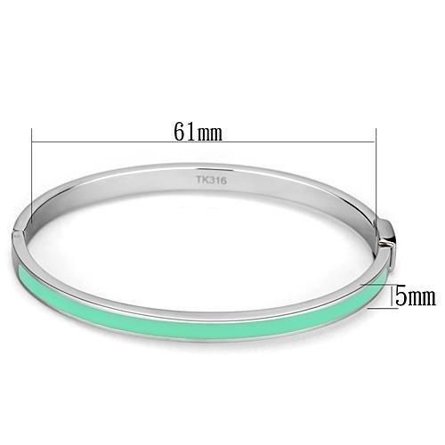 TK743 - High polished (no plating) Stainless Steel Bangle with Epoxy in Turquoise